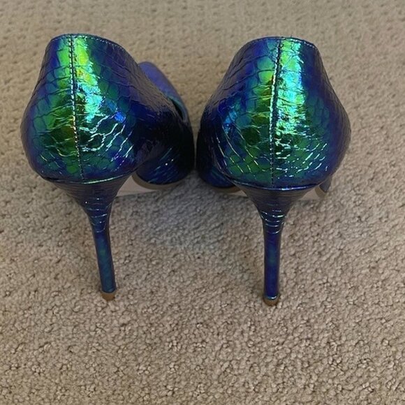 Dune London Blue/Green Metallic Pumps - Picture 4 of 5